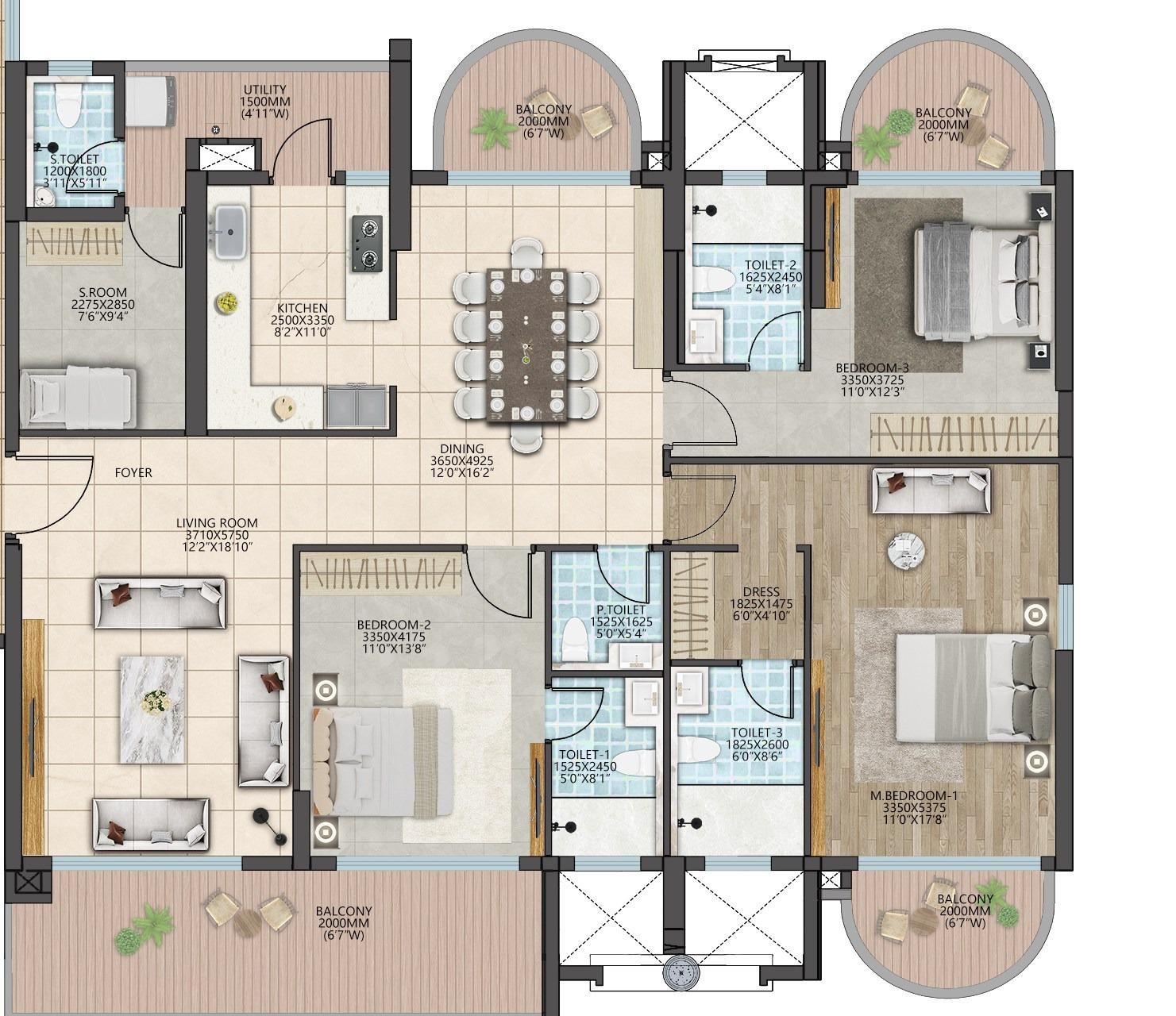 3 BHK Luxury Apartment in Shalimar Courtyard, Varanasi