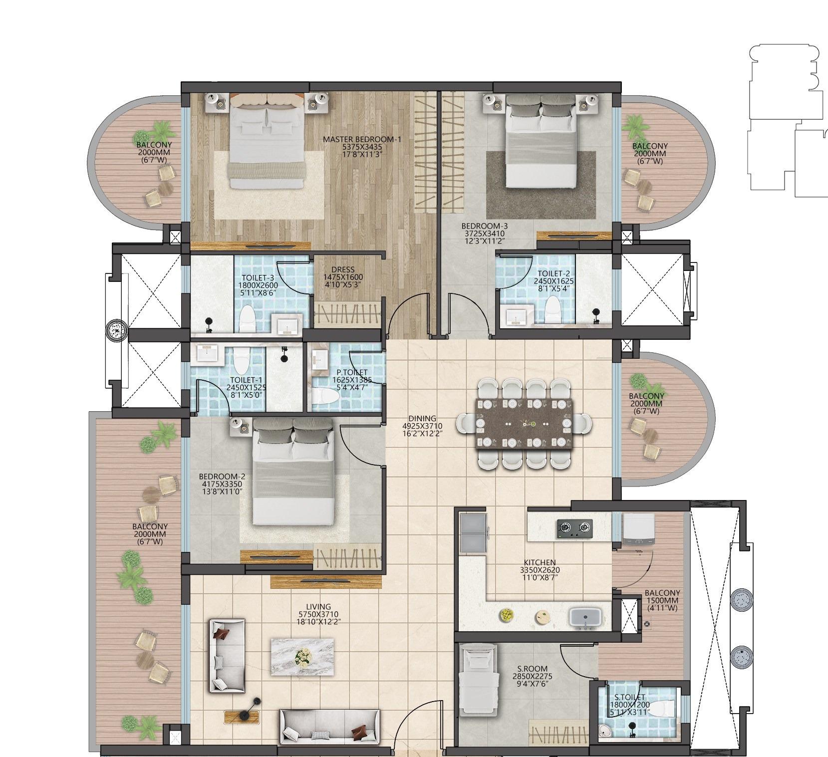 3 BHK Luxury Apartment in Shalimar Courtyard, Varanasi