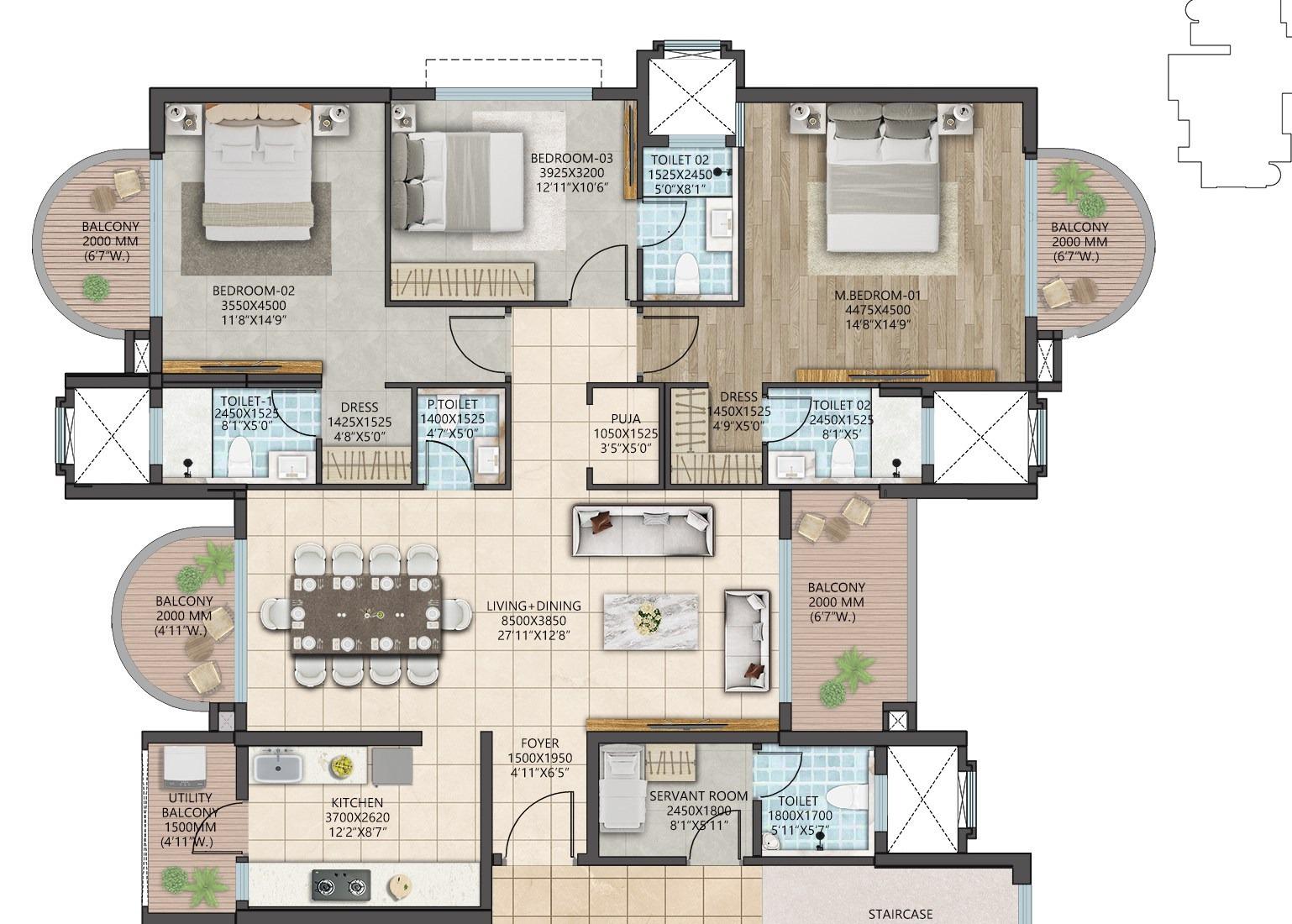 3 BHK Luxury Apartment in Shalimar Courtyard, Varanasi