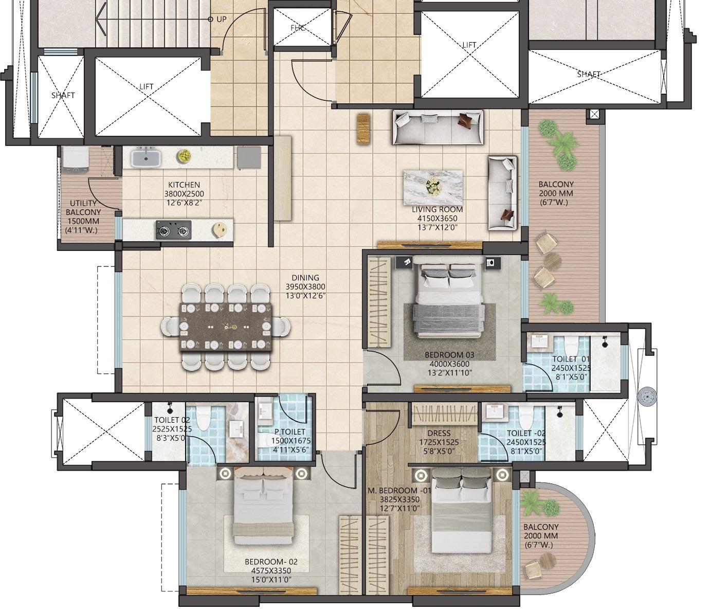 3 BHK Luxury Apartment in Shalimar Courtyard, Varanasi