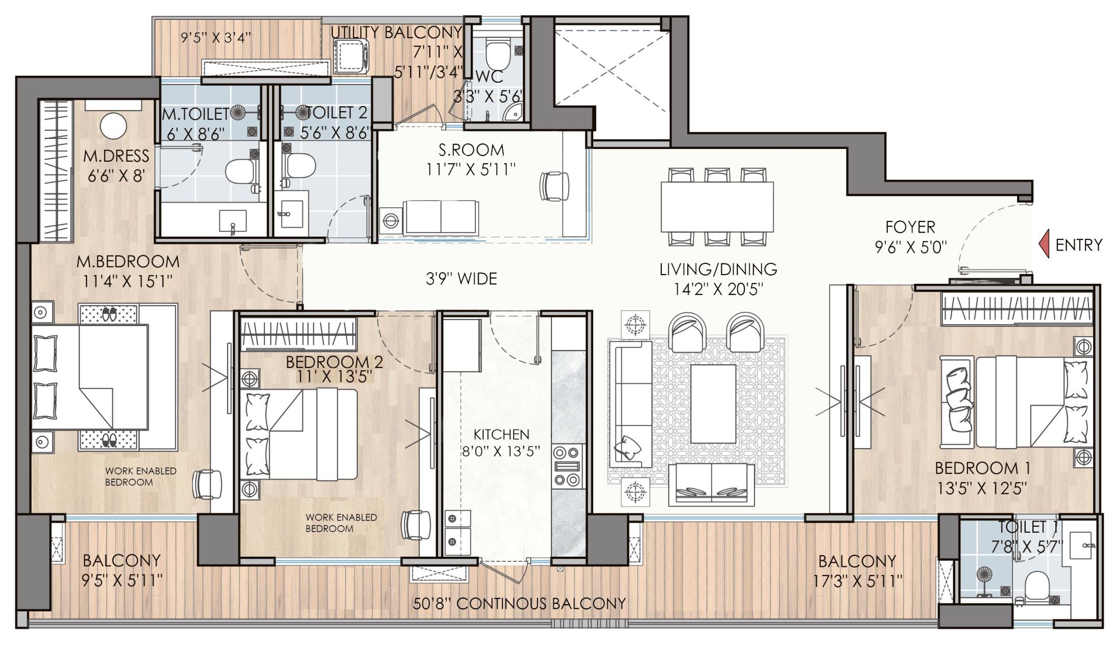 3 BHK Luxury Apartments for Sale in Puri Diplomatic Residences Sector-111 Gurgaon