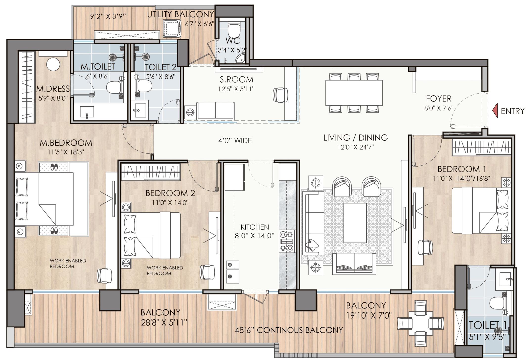3 BHK Luxury Apartments for Sale in Puri Diplomatic Residences Sector-111 Gurgaon