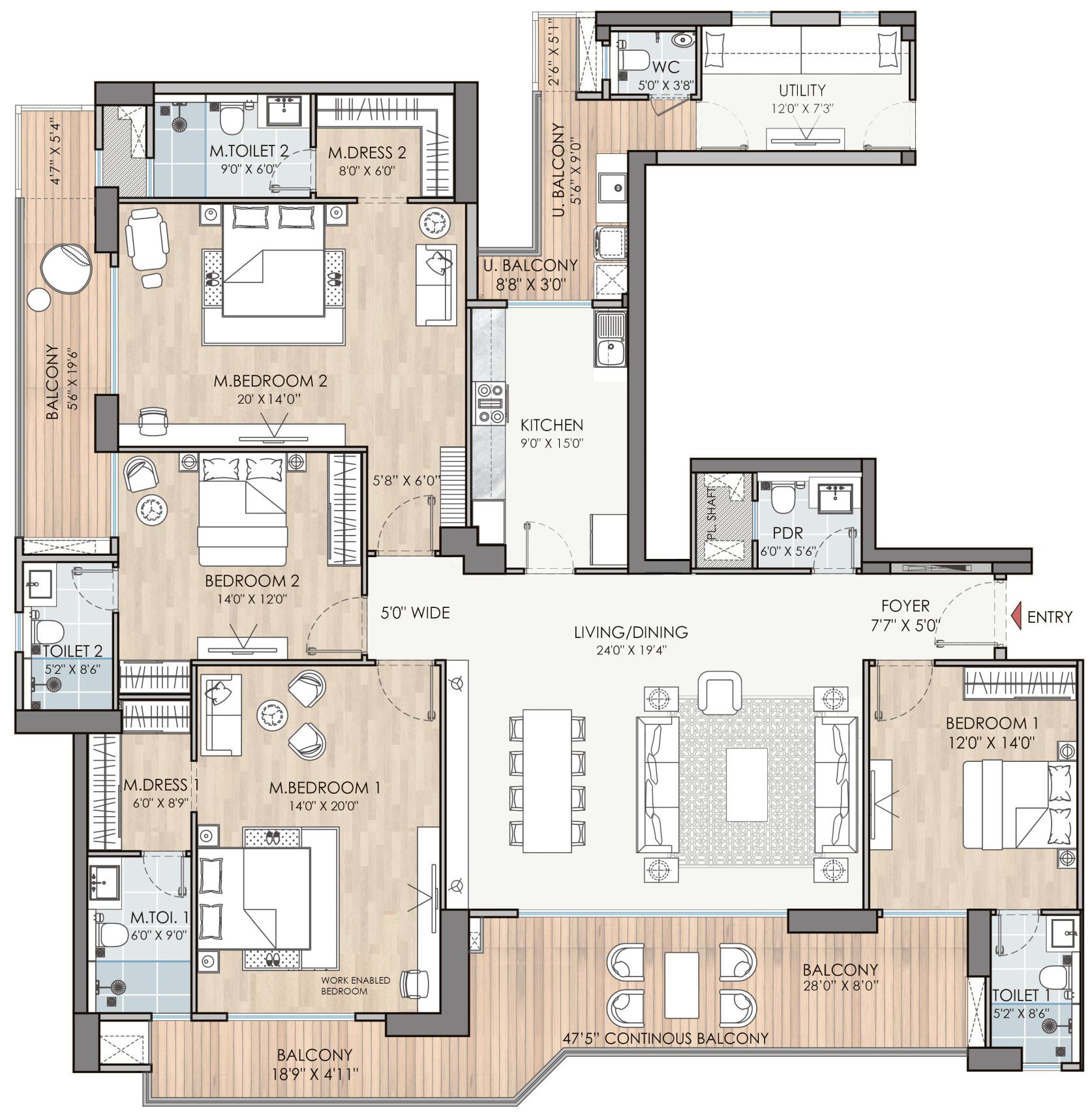 3 BHK Luxury Apartments for Sale in Puri Diplomatic Residences Sector-111 Gurgaon
